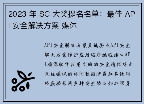 2023 年 SC 大奖提名名单：最佳 API 安全解决方案 媒体