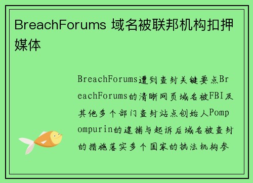 BreachForums 域名被联邦机构扣押 媒体